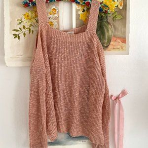Honey Punch pink sweater with shoulder cutouts